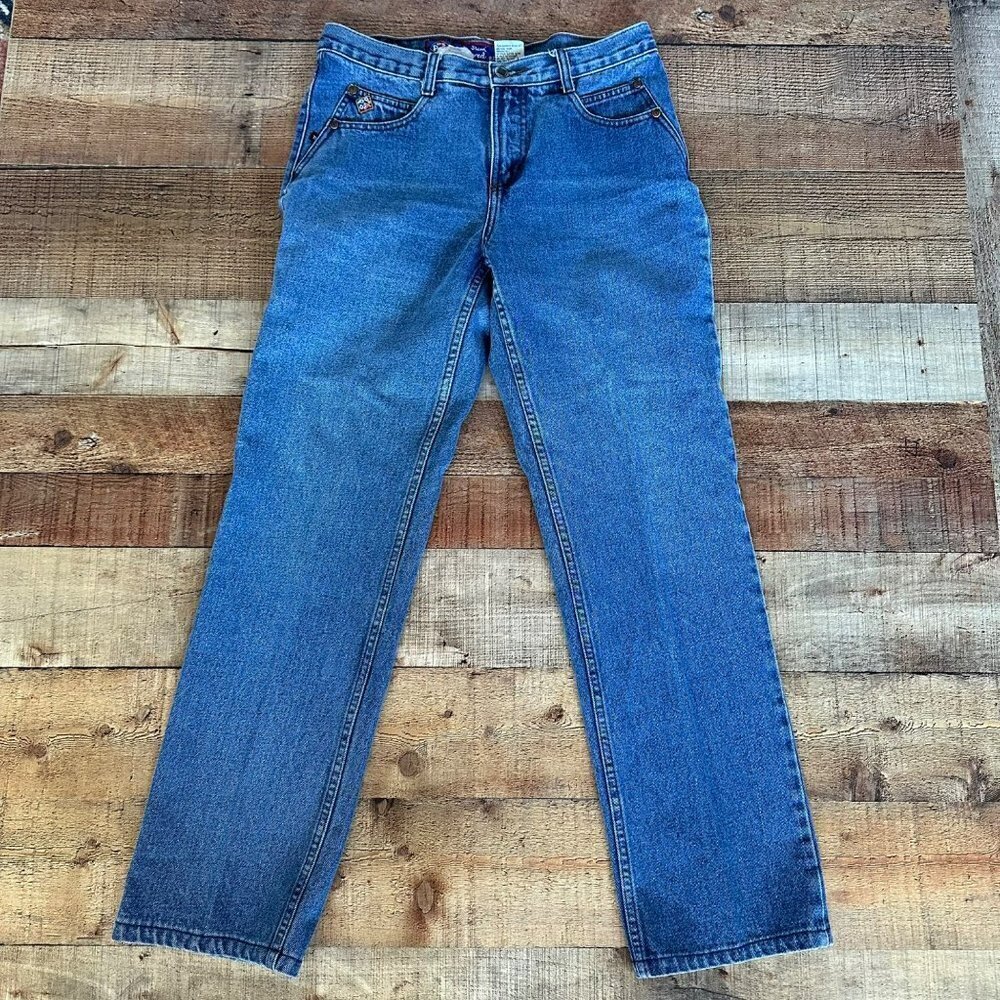 Posted Slim Low Rise Denim Jeans in Medium Wash Blue -11